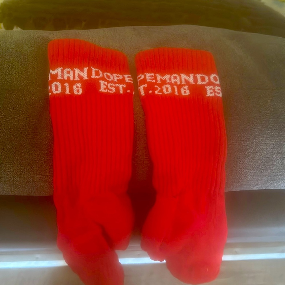 Red color socks dopeman brand
